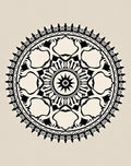 Black Scalloped Medallion Radial Arrangement Rug