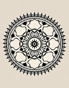 Black Scalloped Medallion Radial Arrangement Rug
