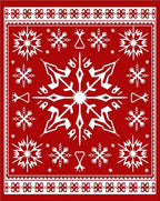 Crimson White Snowflake Borders Rug