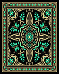 Golden Teal Scroll Medallion Rug