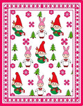 Cute Gnome Bunny Christmas Holly Rug