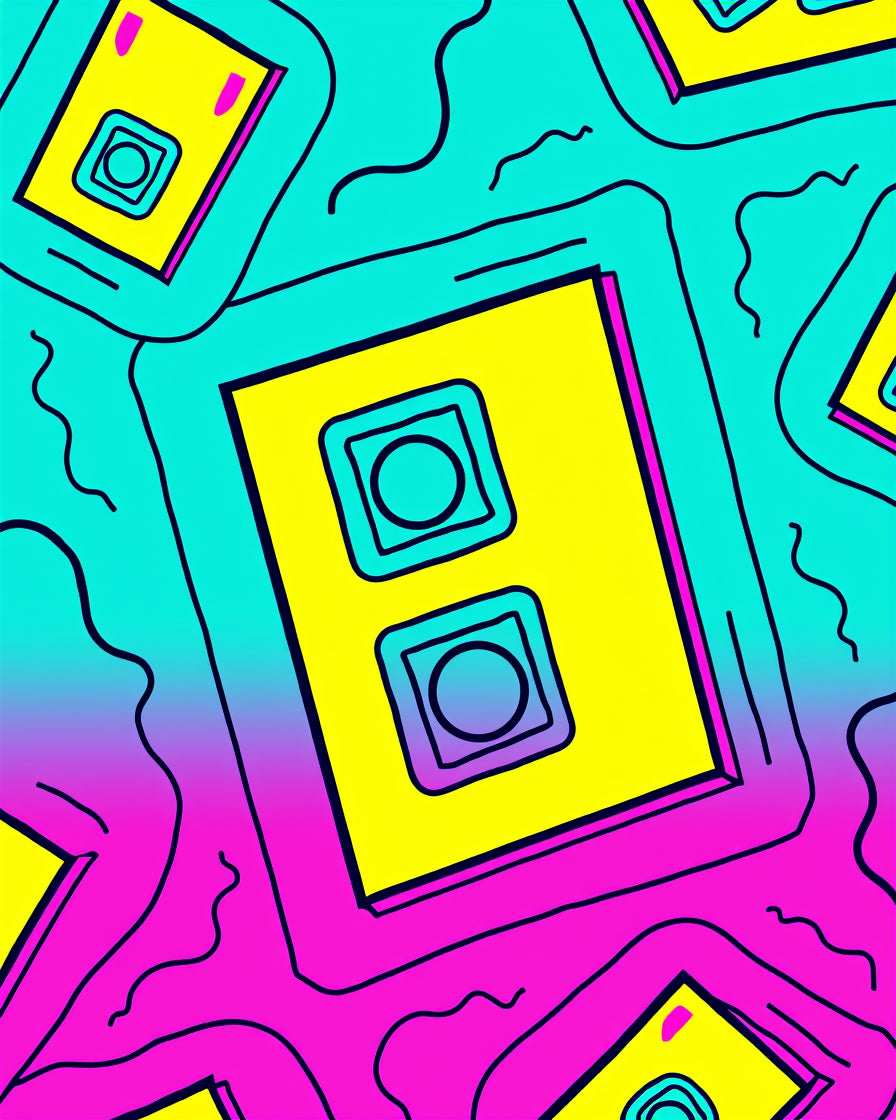 Retro Colorful Cassette Tape Rug