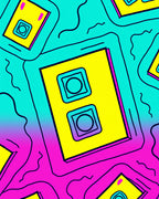 Retro Colorful Cassette Tape Rug