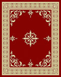 Crimson Ivory Ornate Scrollwork Rug