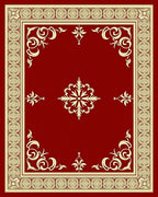 Crimson Ivory Ornate Scrollwork Rug