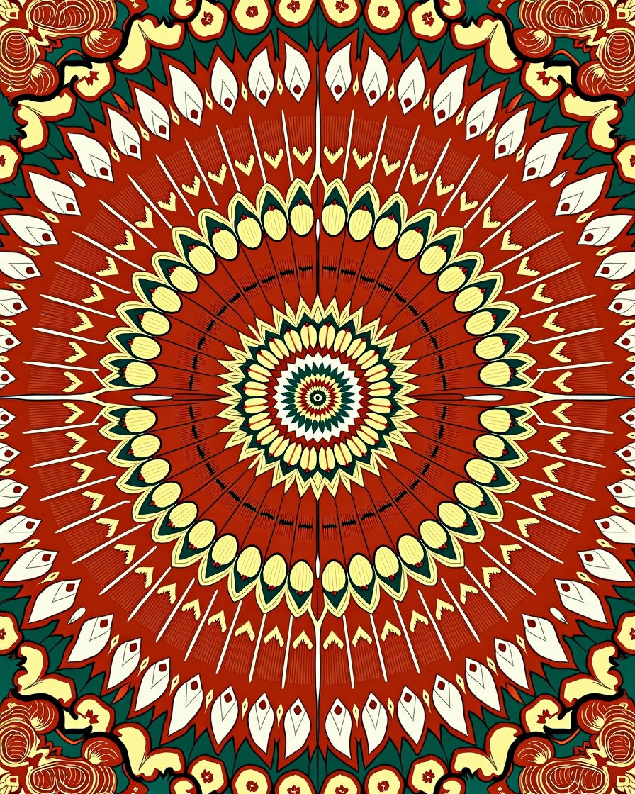 Radiant Crimson Swirl Mandala Rug