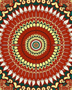 Radiant Crimson Swirl Mandala Rug
