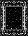 Classic Black White Floral Border Rug