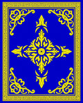 Royal Blue Yellow Floral Medallion Courtly Rug