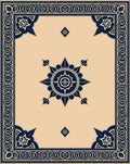 Elegant Navy Blue Medallion Border Rug