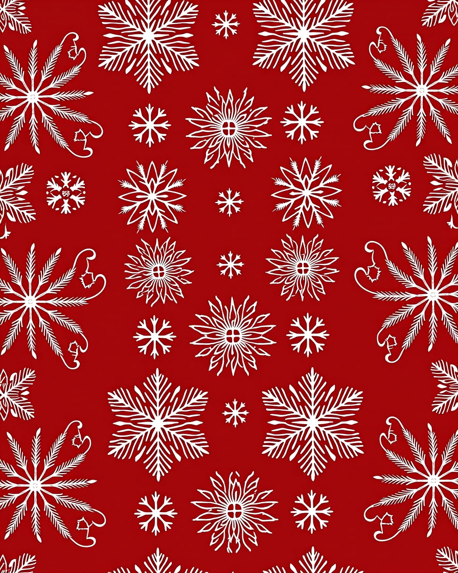 Red White Snowflake Winter Collection Rug