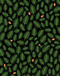 Green Palm Fronds Orange Ovals Black Rug