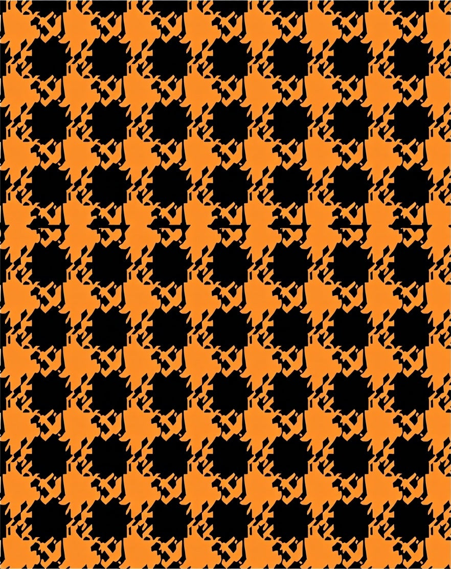 Orange Black Houndstooth Checkered Wrap Rug