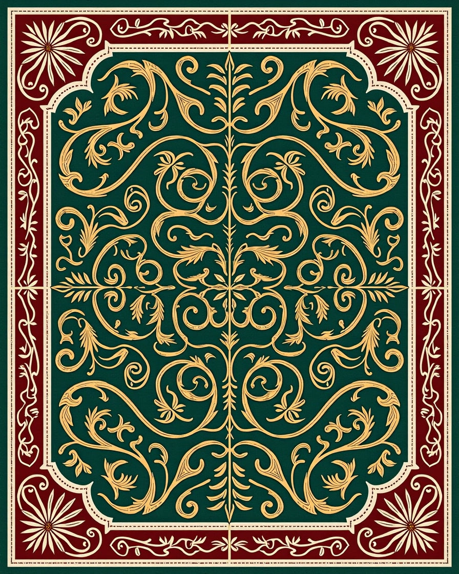 Emerald Gold Traditional Scrollwork Rug