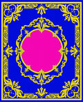 Royal Blue Yellow Floral Centerpiece Rug
