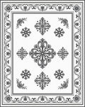 Classic Black White Floral Medallion Border Rug