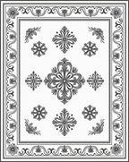 Classic Black White Floral Medallion Border Rug