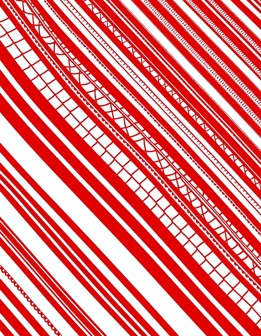 Crimson White Striped Geometric Bands Rug