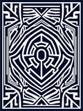 Dark Navy White Geometric Maze Rug