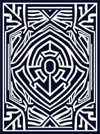 Dark Navy White Geometric Maze Rug