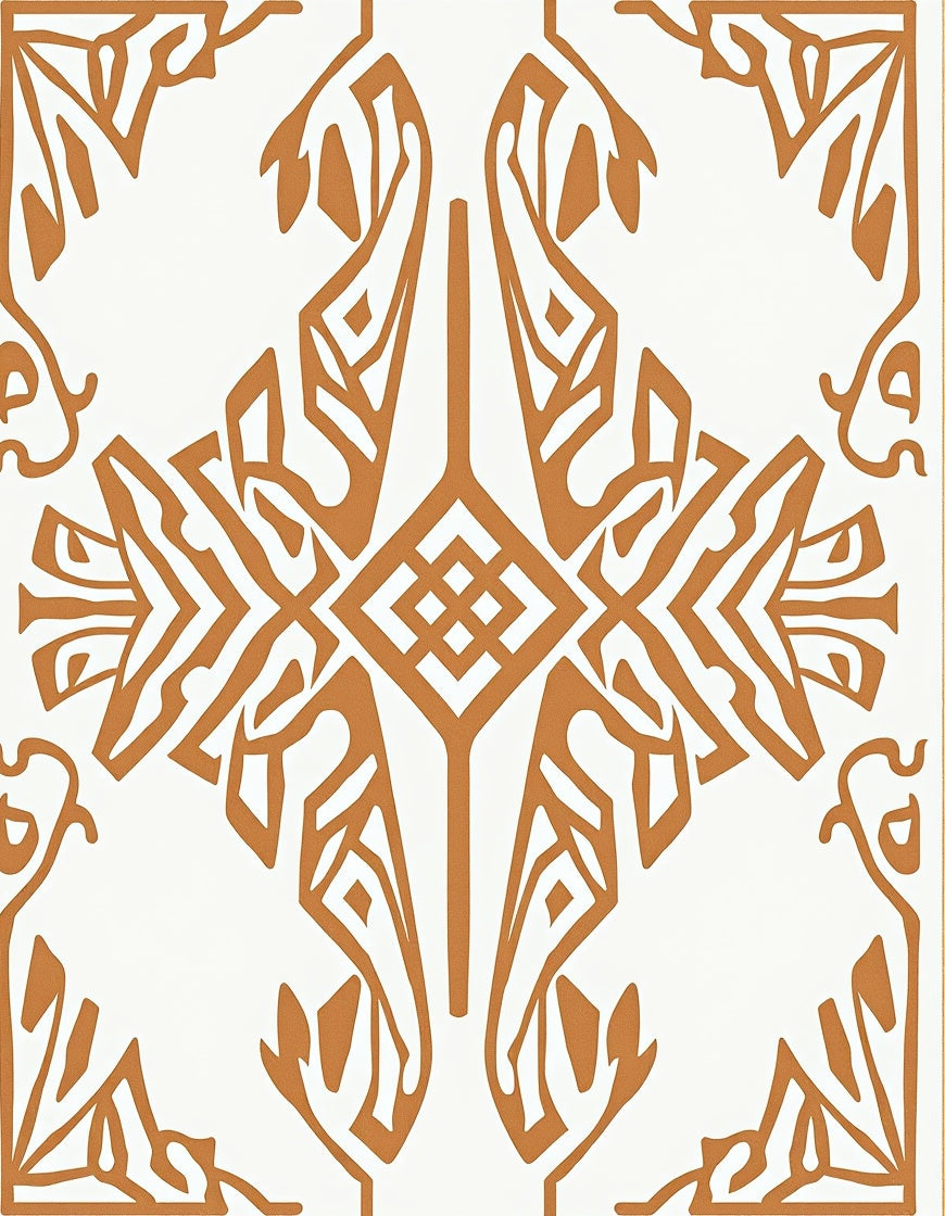 Art Nouveau Copper Scrollwork Square Rug