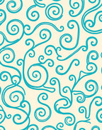 Teal Swirls Cream Background Rug
