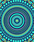 Vibrant Teal Blue Mandala Medallion Rug