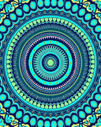 Vibrant Teal Blue Mandala Medallion Rug