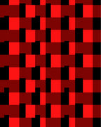 Bold Red Black Checkerboard Weave Rug