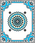 Bright Blue Medallion With Floral Accents Rug