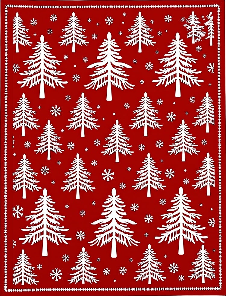 White Pine Snowflakes Red Blanket Rug