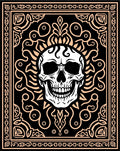 Dark Floral Skull Ornament Rug