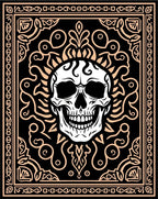 Dark Floral Skull Ornament Rug