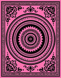 Vibrant Pink Black Mandala Garden Rug