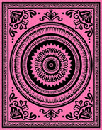 Vibrant Pink Black Mandala Garden Rug