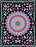 Radiant Black Mandala Flower Rug