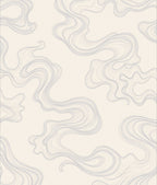 Cream And Grey Flowing Swirls Rug