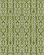 Olive Green Ornate Scrollwork Lattice Rug