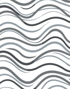 Modern Gray Abstract Wave Rug