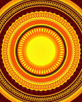 Warm Yellow Red Sun Motif Rug