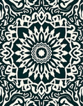 Dark Teal Off-White Mandala Medallion Rug