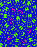 Bright Green Pink Abstract Shapes Rug