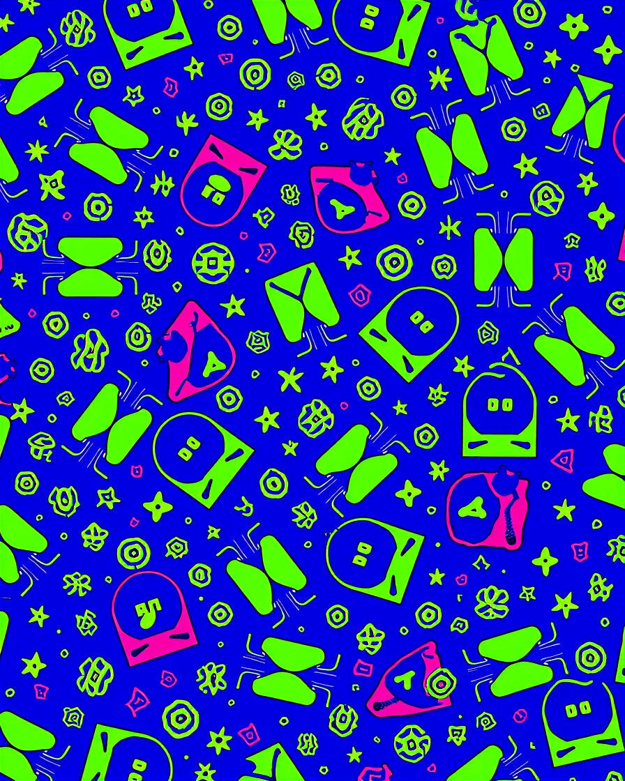 Bright Green Pink Abstract Shapes Rug