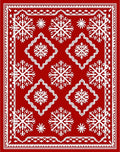 Crimson Red Snowflake Medallion Rug