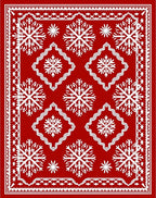 Crimson Red Snowflake Medallion Rug