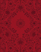 Crimson Red Victorian Floral Medallion Rug