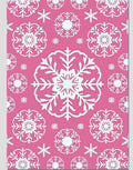 Pink White Snowflake Medallion Arrangement Rug
