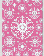 Pink White Snowflake Medallion Arrangement Rug