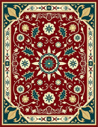Crimson Teal Floral Medallion Rug