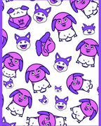 Playful Pink Puppy Cartoon Collage Rug